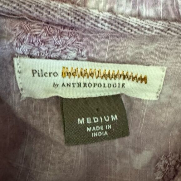 Anthropologie Pilcro The Whitney Embroidered Trapeze Buttondown in Lilac Size M - Picture 8 of 10